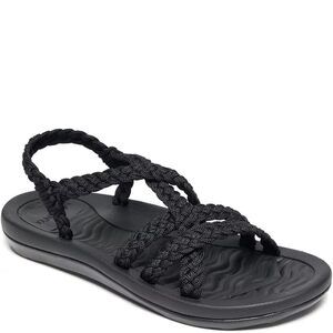 MEGNYA Women Comfortable Walking Sandals Arch Support Handmade Straps Black 7